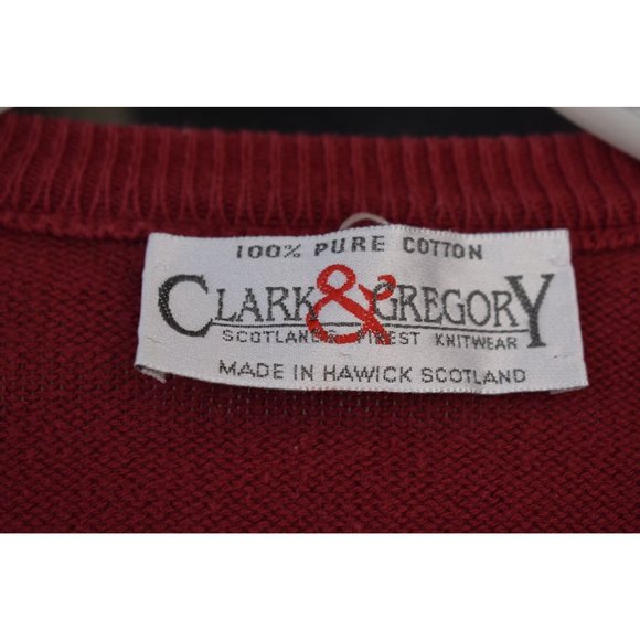 Vintage Men's Clark and Gregory Red Cotton Raven Golf Club V-neck Sweater XXL - Picture 4 of 6